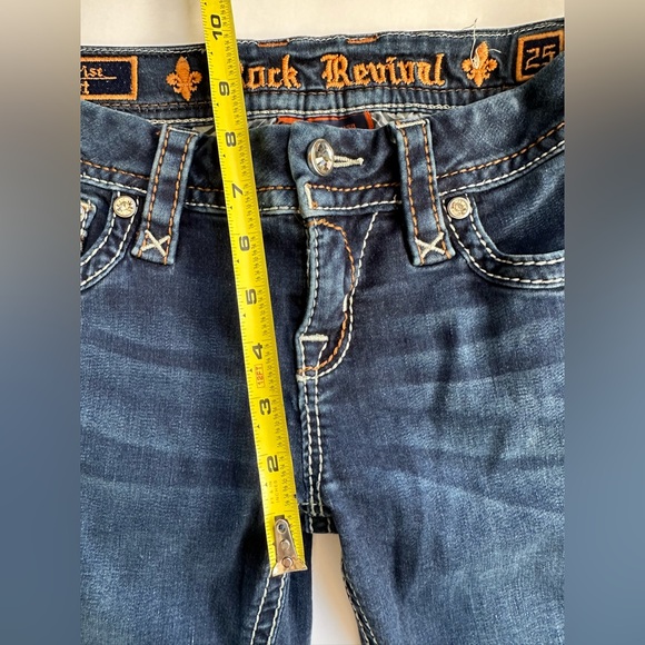 Rock Revival Blue Straight Leg Women's Jazlyn Jeans Mid Rise Sz 25 - Picture 13 of 14